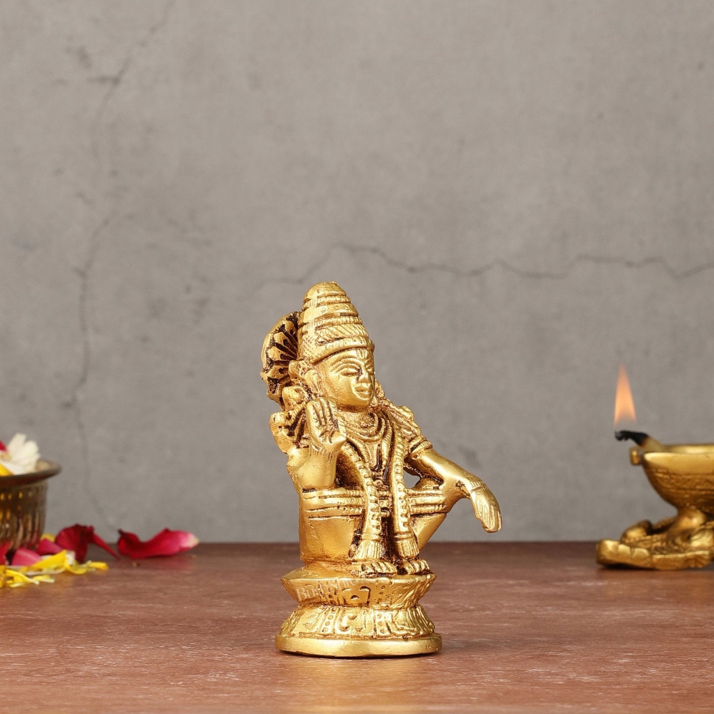 Pure brass small Ayyappa swamy idol 4 inch