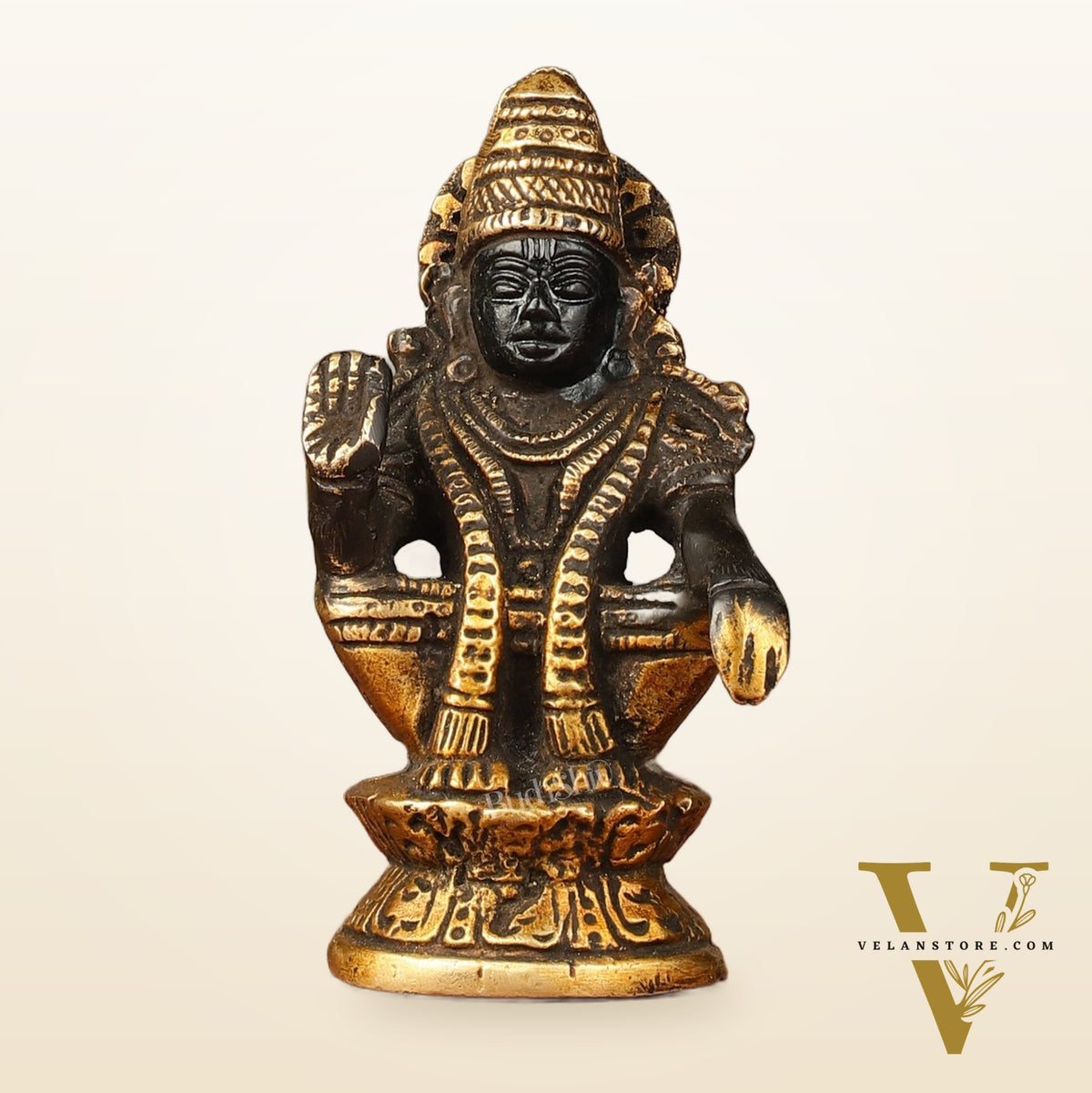 Pure brass small Ayyappa swamy idol black 4 inch