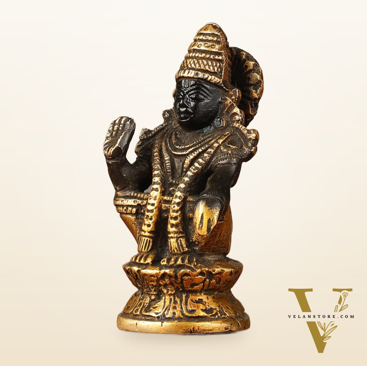 Pure brass small Ayyappa swamy idol black 4 inch