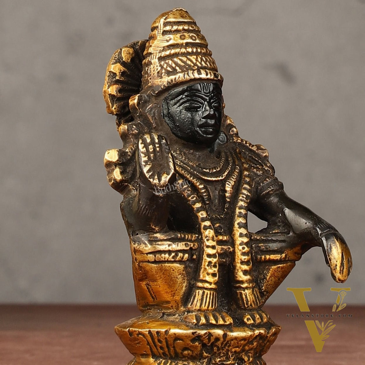 Pure brass small Ayyappa swamy idol black 4 inch