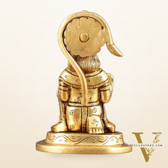 Pure Brass Small Blessing Hanuman Idol - 4" Height