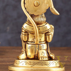 Pure Brass Small Blessing Hanuman Idol - 4" Height