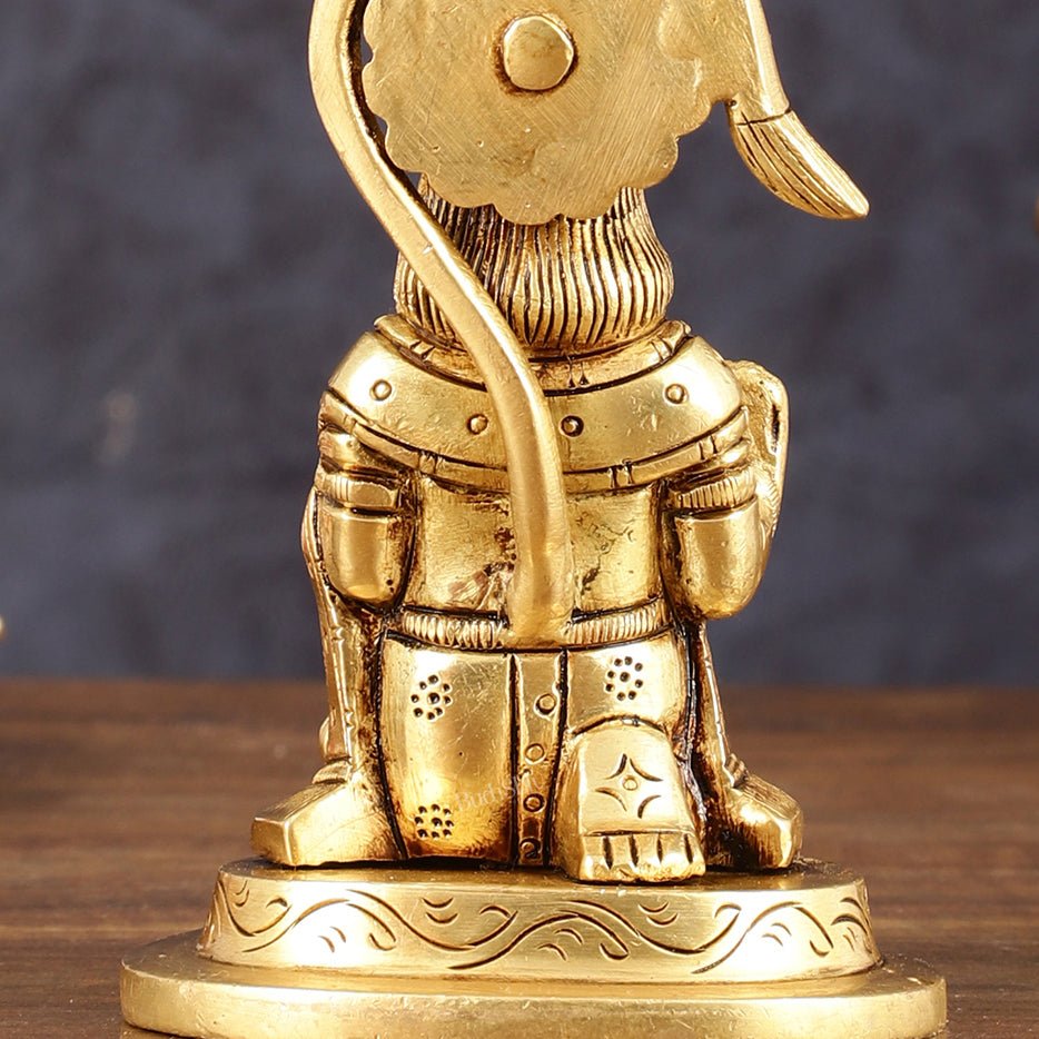 Pure Brass Small Blessing Hanuman Idol - 4" Height