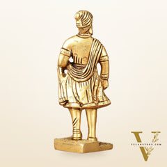 Pure Brass Small Chatrapati Shivaji Maharaj Standing Idol - 4"