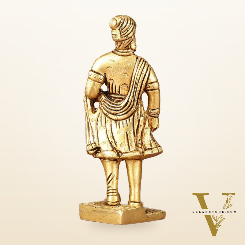 Pure Brass Small Chatrapati Shivaji Maharaj Standing Idol - 4"