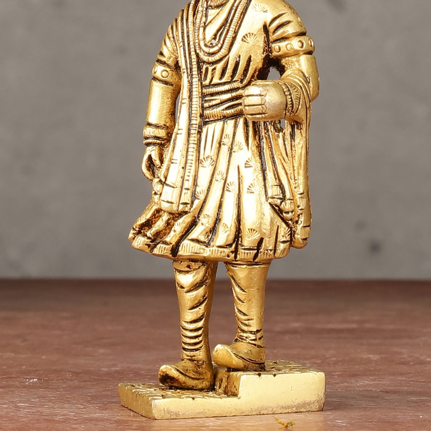 Pure Brass Small Chatrapati Shivaji Maharaj Standing Idol - 4"