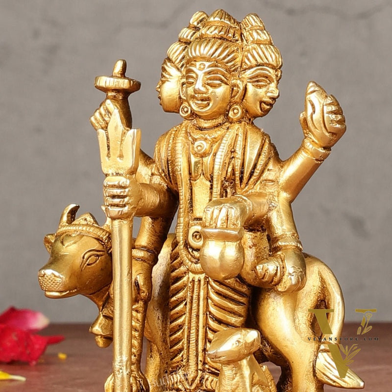 Pure Brass Small Dattatreya Guru Idol – 4.5 Inches
