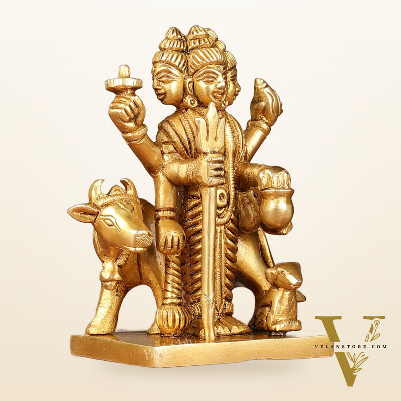 Pure Brass Small Dattatreya Guru Idol – 4.5 Inches