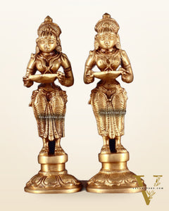 Pure Brass Small Deep Lady Pavai Vilakku Pair 4.5"