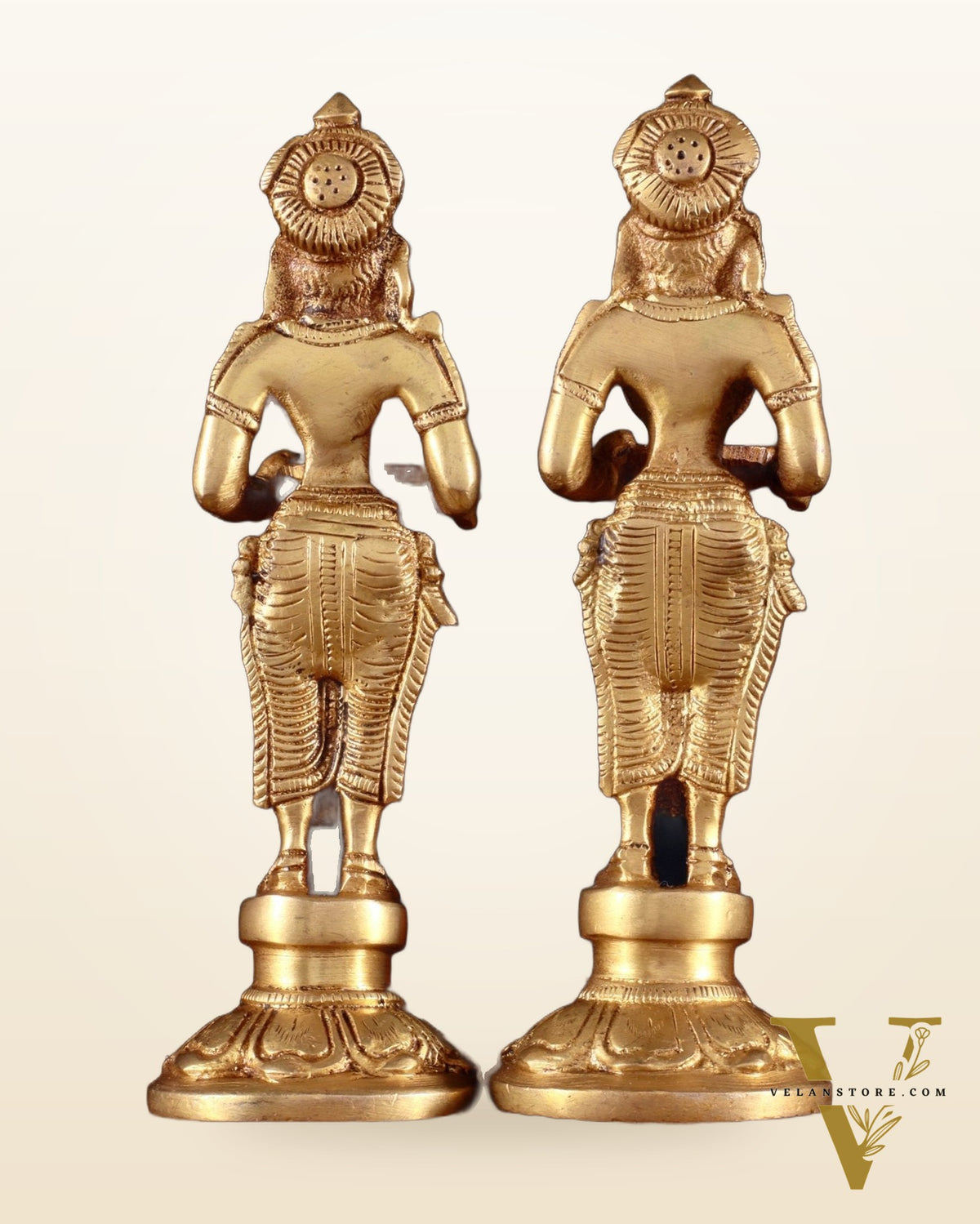 Pure Brass Small Deep Lady Pavai Vilakku Pair 4.5"