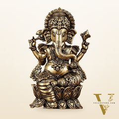 Pure brass small ganesha Intricate idol