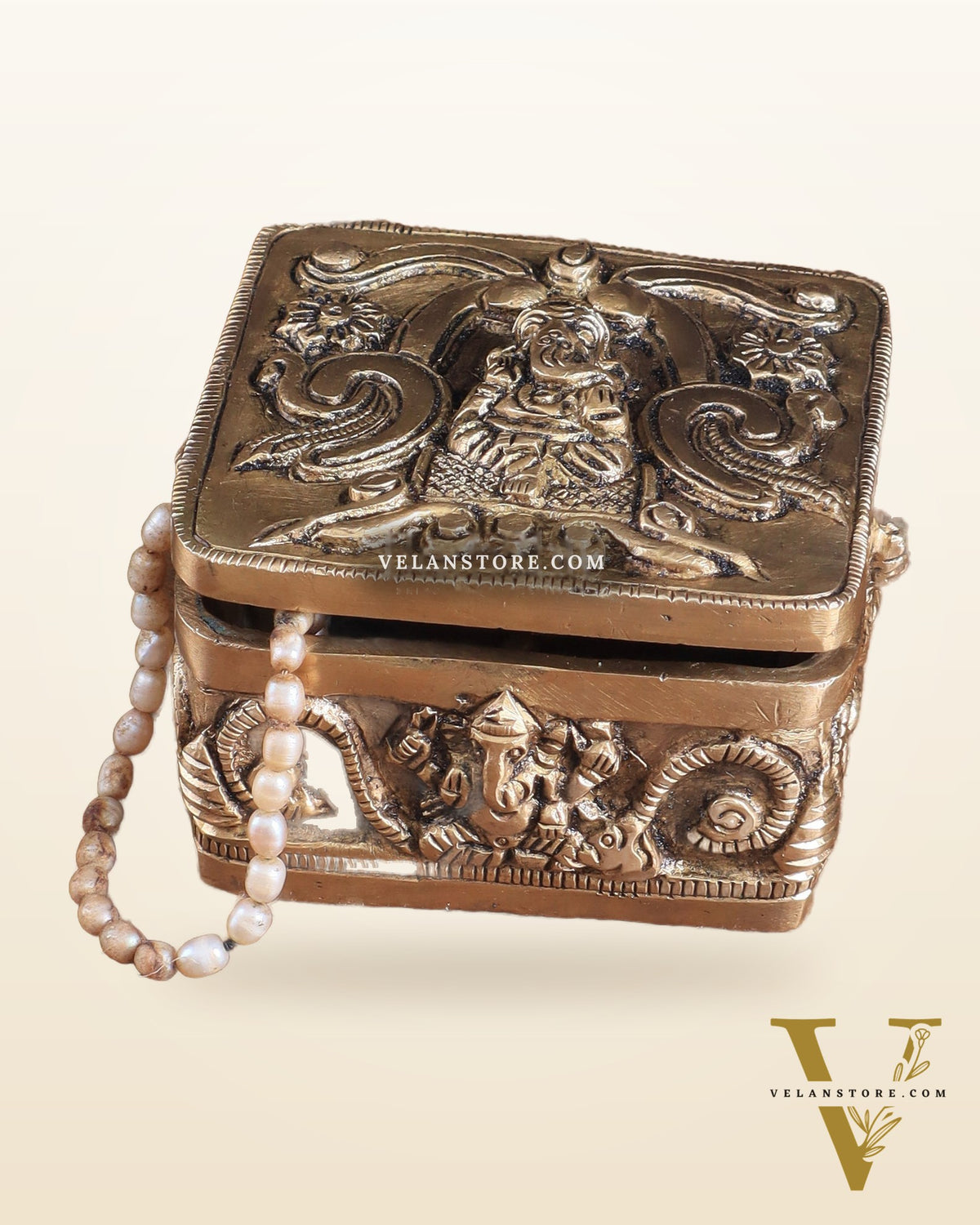 Pure Brass Small Ganesha Multipurpose Unique Storage Box
