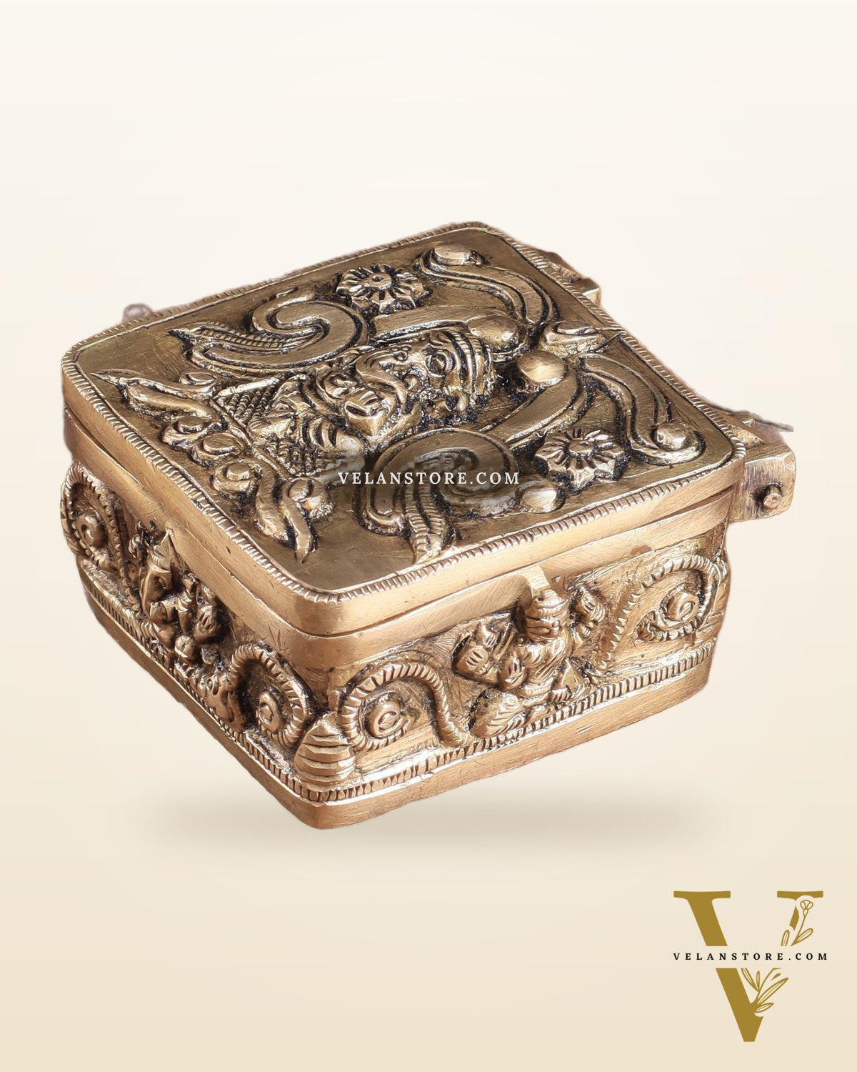 Pure Brass Small Ganesha Multipurpose Unique Storage Box