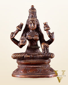 Pure Brass Small Goddess Lakshmi Idol | 3.5 Inch Dark antique