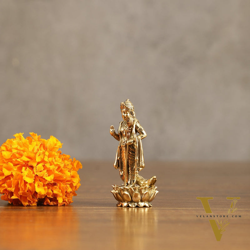Pure Brass Small Murugan Idol - 2.5 in Height