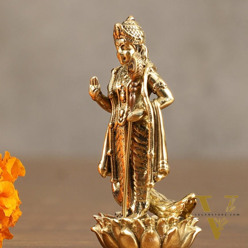 Pure Brass Small Murugan Idol - 2.5 in Height