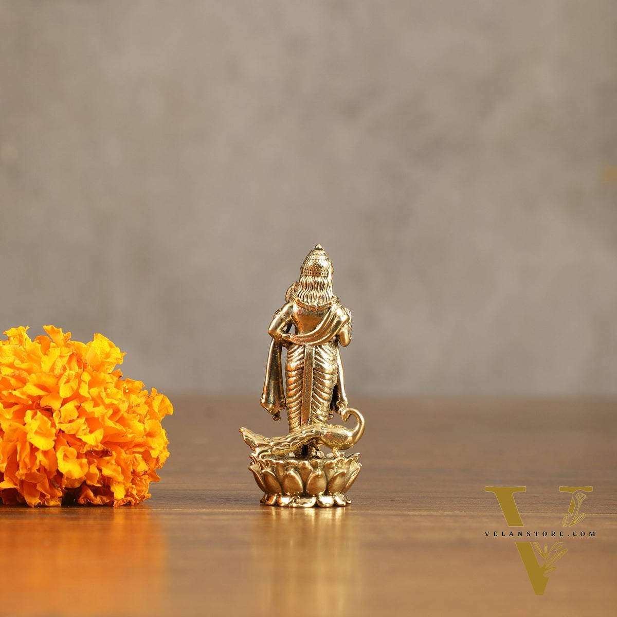 Pure Brass Small Murugan Idol - 2.5 in Height