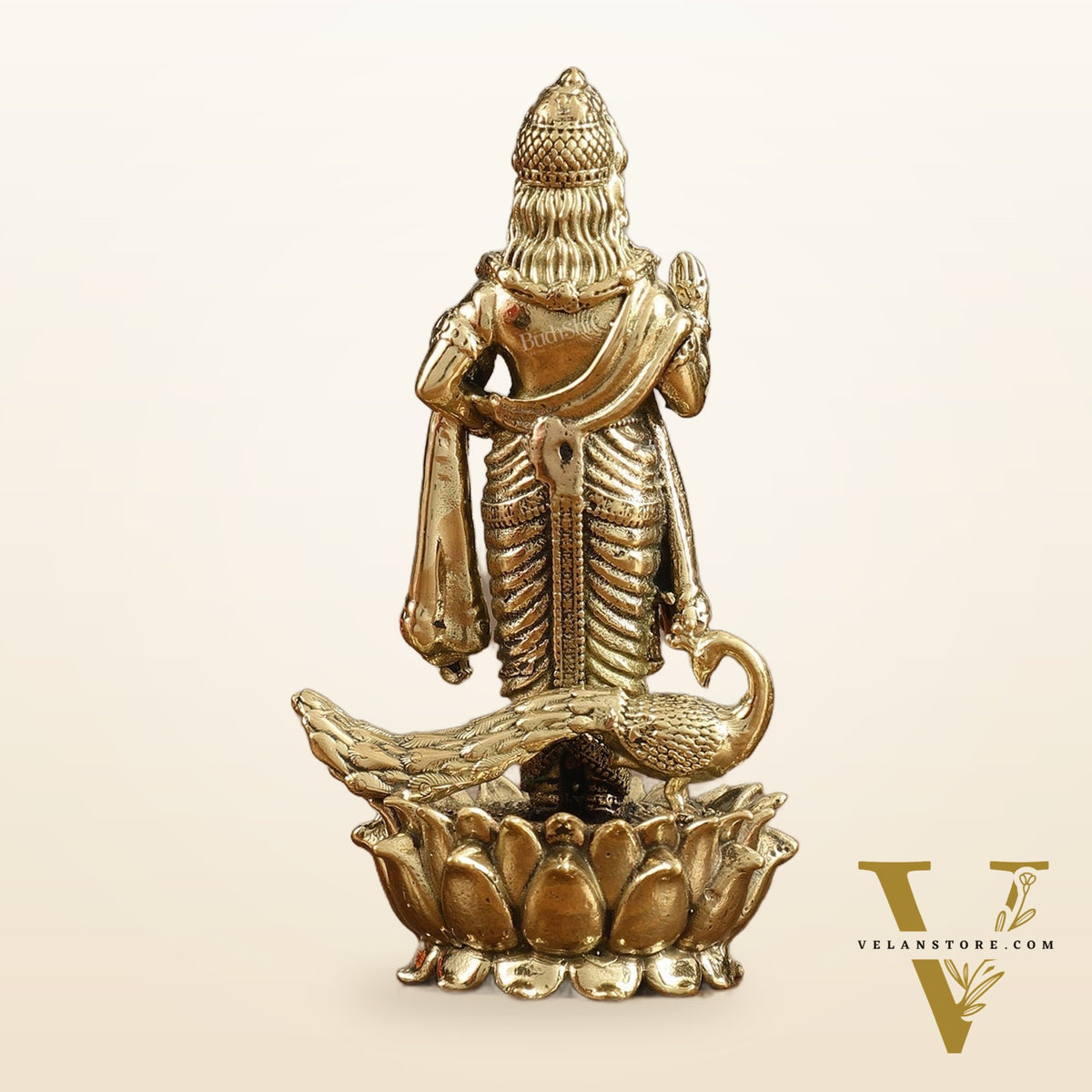 Pure Brass Small Murugan Idol - 3.5 in Height