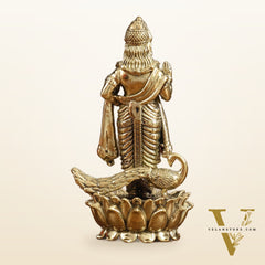 Pure Brass Small Murugan Idol - 3.5 in Height