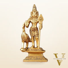 Pure brass small Murugan Kartikeya idol 5.5 inch
