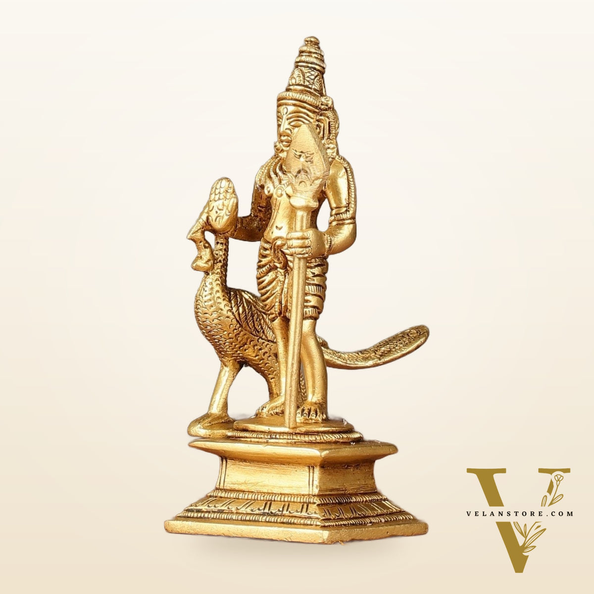 Pure brass small Murugan Kartikeya idol 5.5 inch