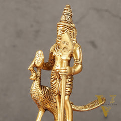 Pure brass small Murugan Kartikeya idol 5.5 inch