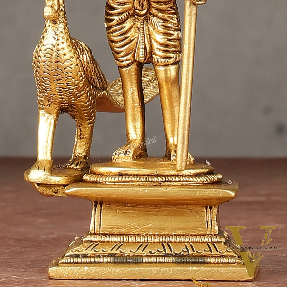 Pure brass small Murugan Kartikeya idol 5.5 inch