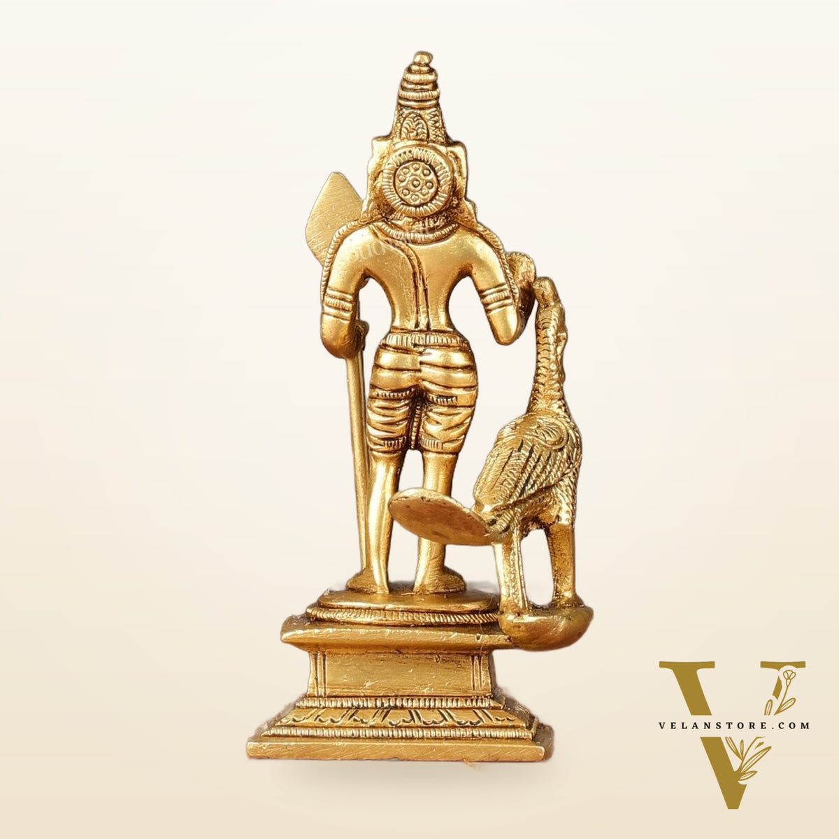 Pure brass small Murugan Kartikeya idol 5.5 inch