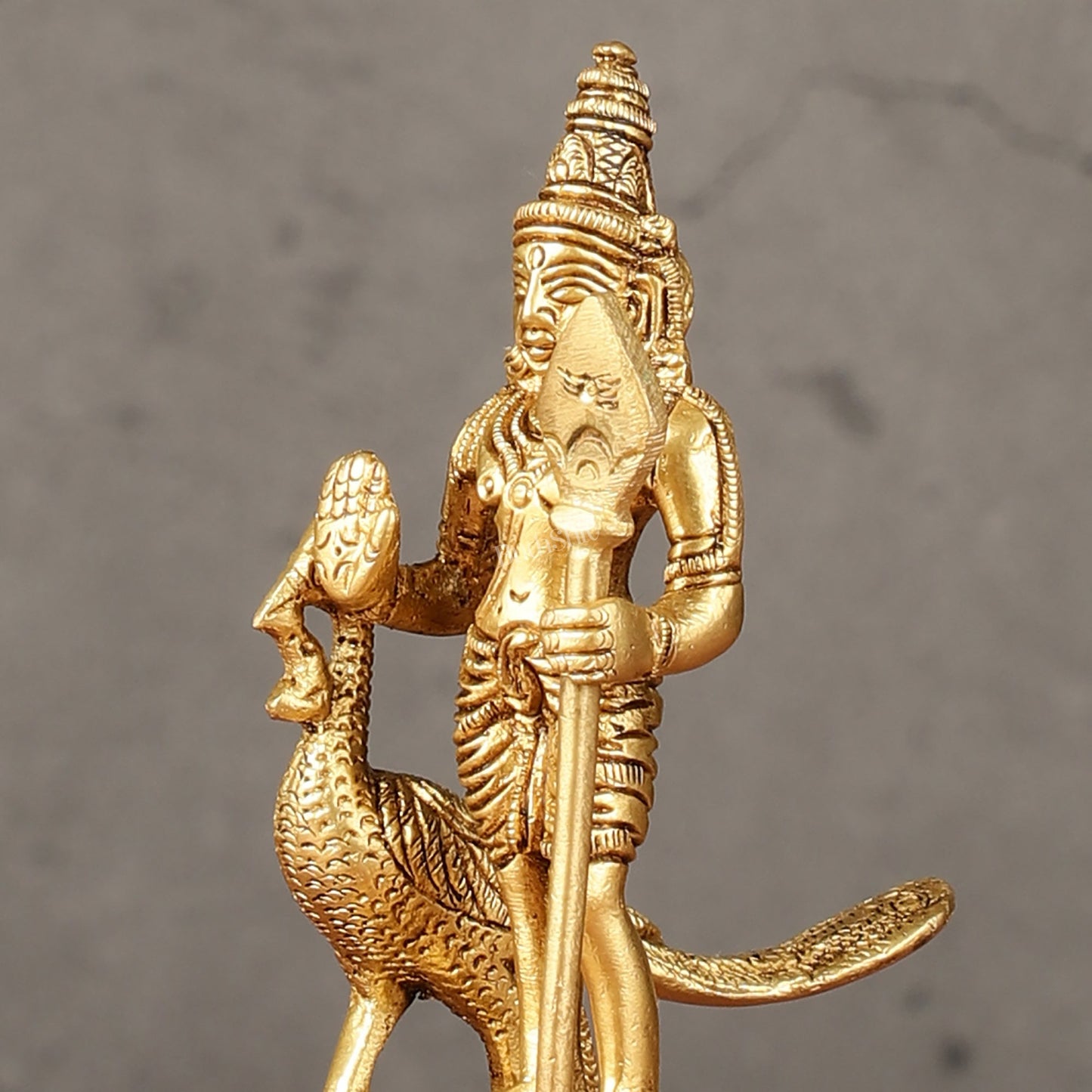 Pure brass small Murugan Kartikeya idol 5.5 inch