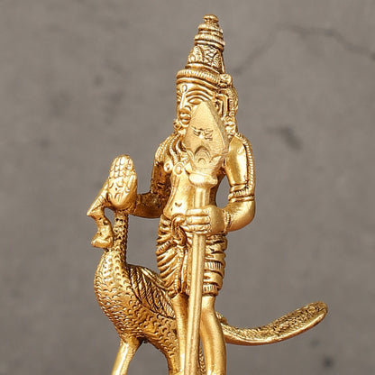Pure brass small Murugan Kartikeya idol 5.5 inch