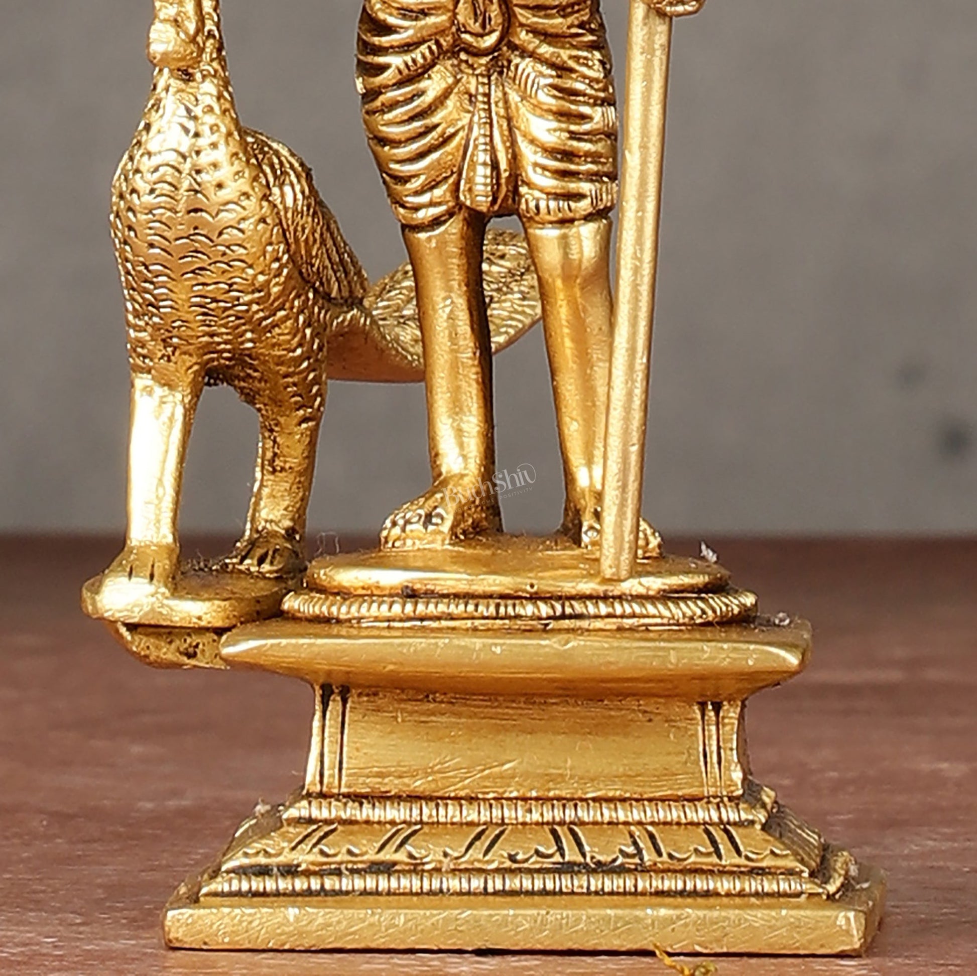 Pure brass small Murugan Kartikeya idol 5.5 inch