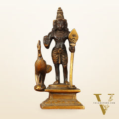 Pure brass small Murugan Kartikeya idol black 5.5 inch