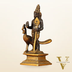 Pure brass small Murugan Kartikeya idol black 5.5 inch