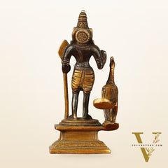 Pure brass small Murugan Kartikeya idol black 5.5 inch