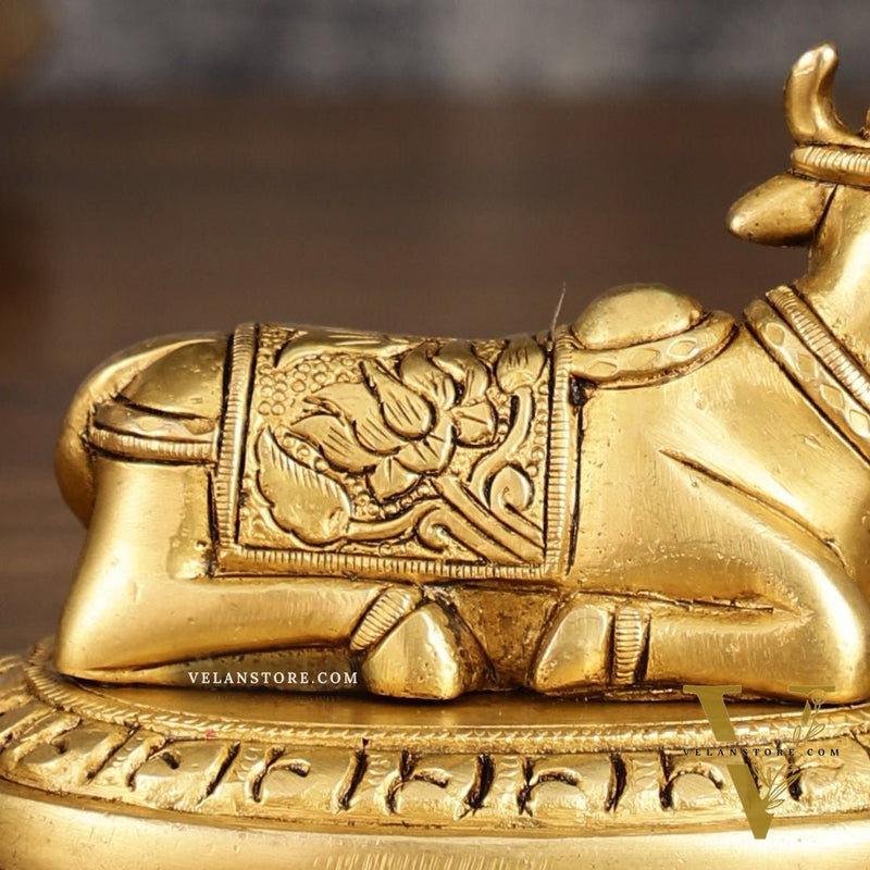 Pure Brass Small Nandi Idol | 3 Inch Height