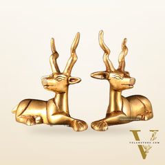 Pure Brass Small Pair of Sitting Deer – Vastu Approved 3.5 inch