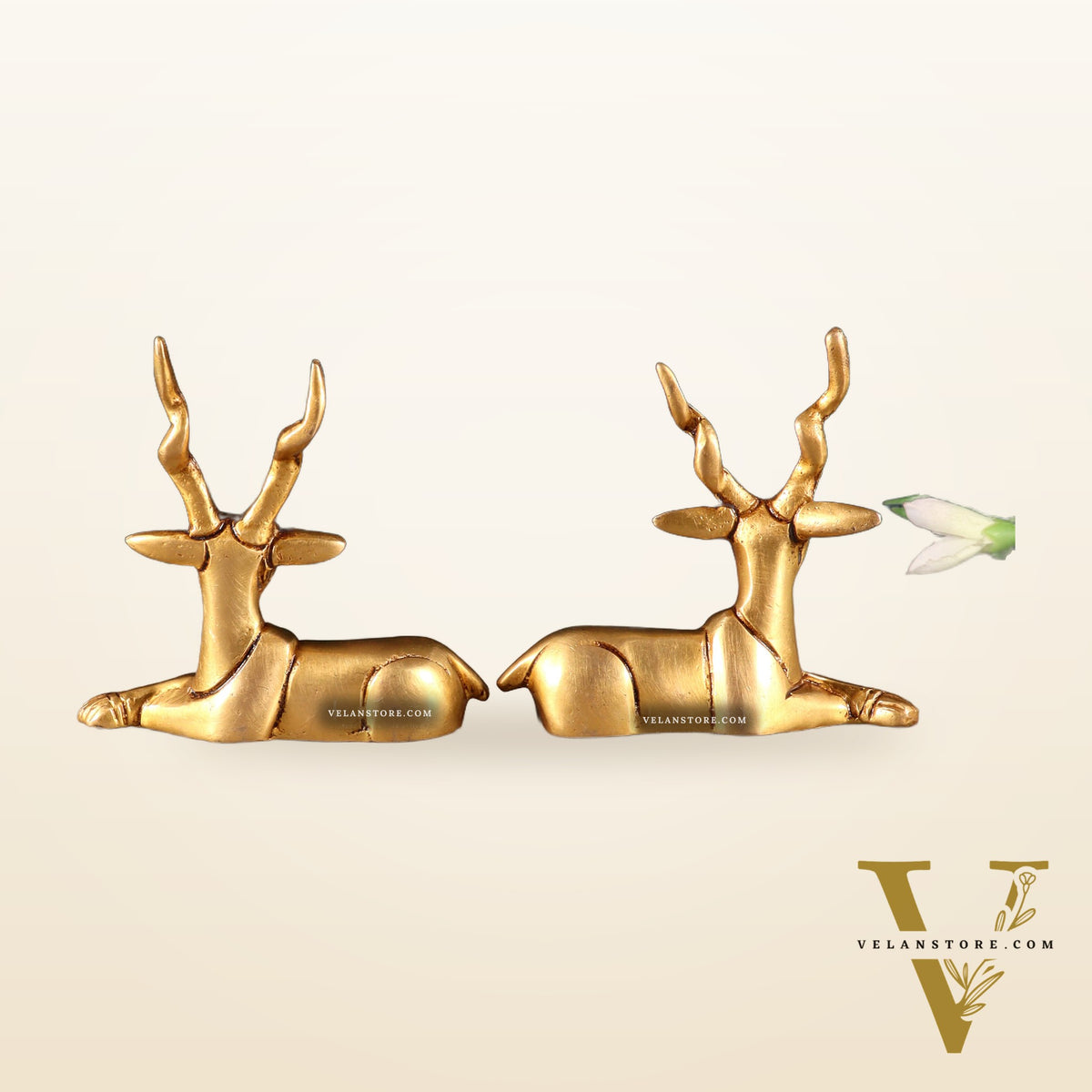 Pure Brass Small Pair of Sitting Deer – Vastu Approved 3.5 inch