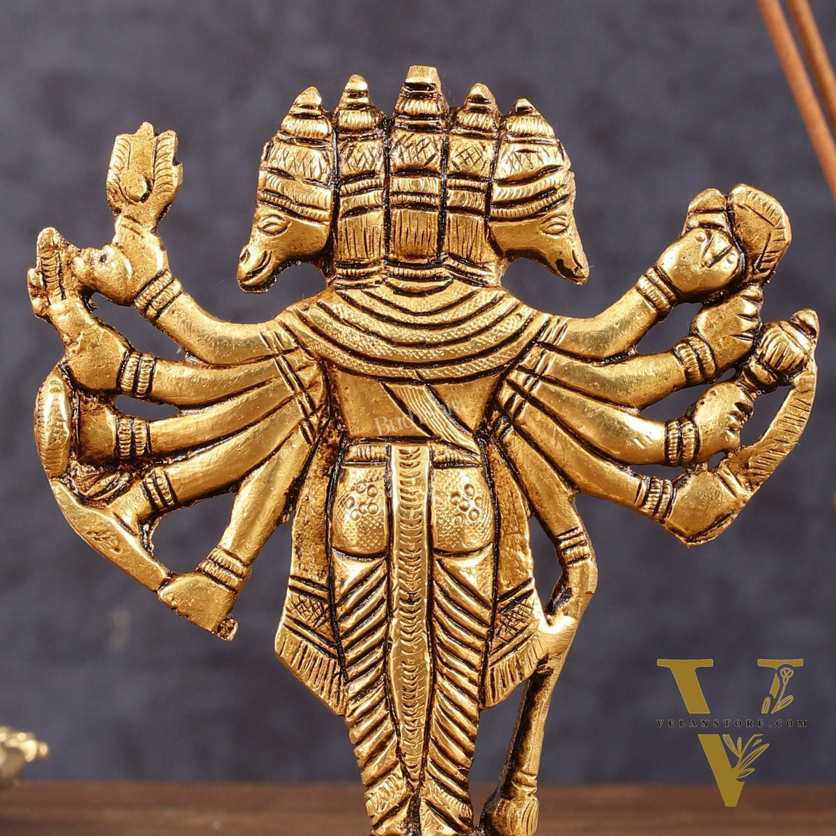 Pure Brass Small Standing Panchmukhi Hanuman Idol - 5.5" Height