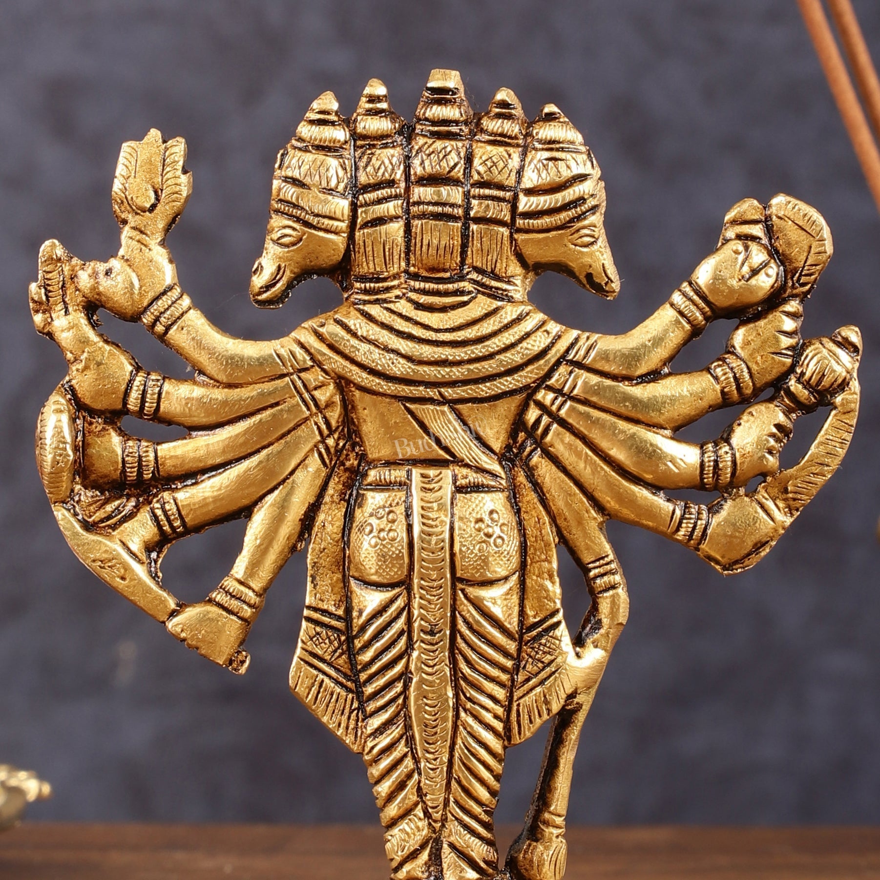 Pure Brass Small Standing Panchmukhi Hanuman Idol - 5.5" Height