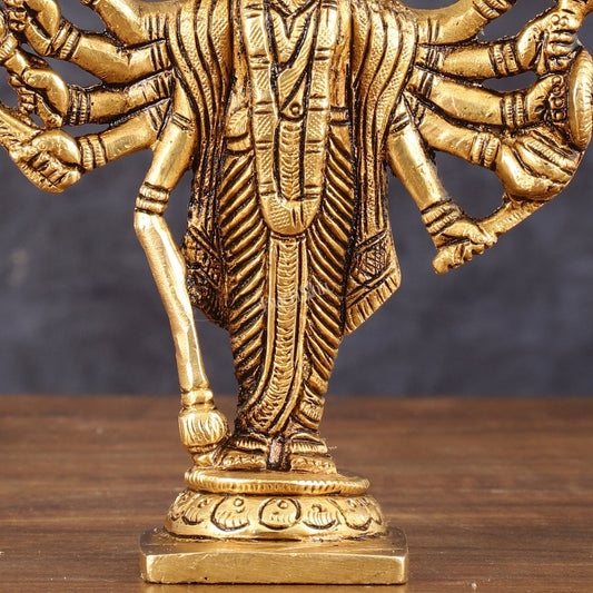 Pure Brass Small Standing Panchmukhi Hanuman Idol - 5.5" Height