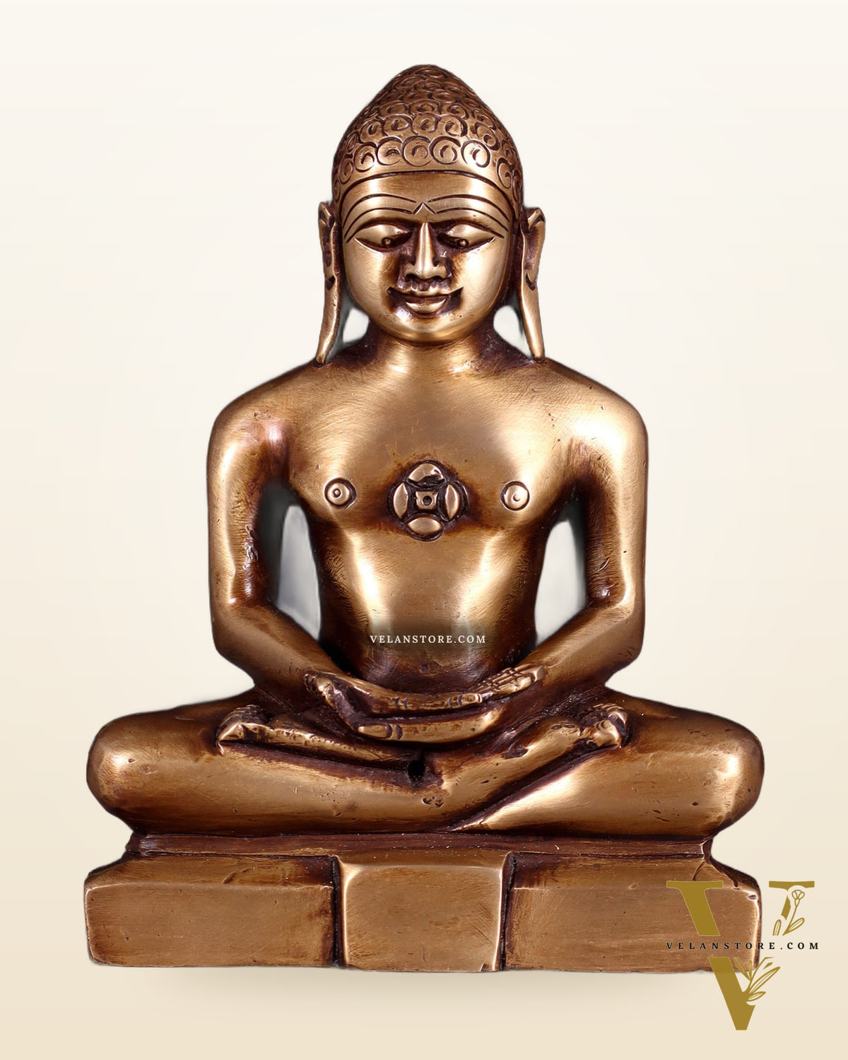 Pure Brass Solid Mahavir Swamy Jain God Idol 7"