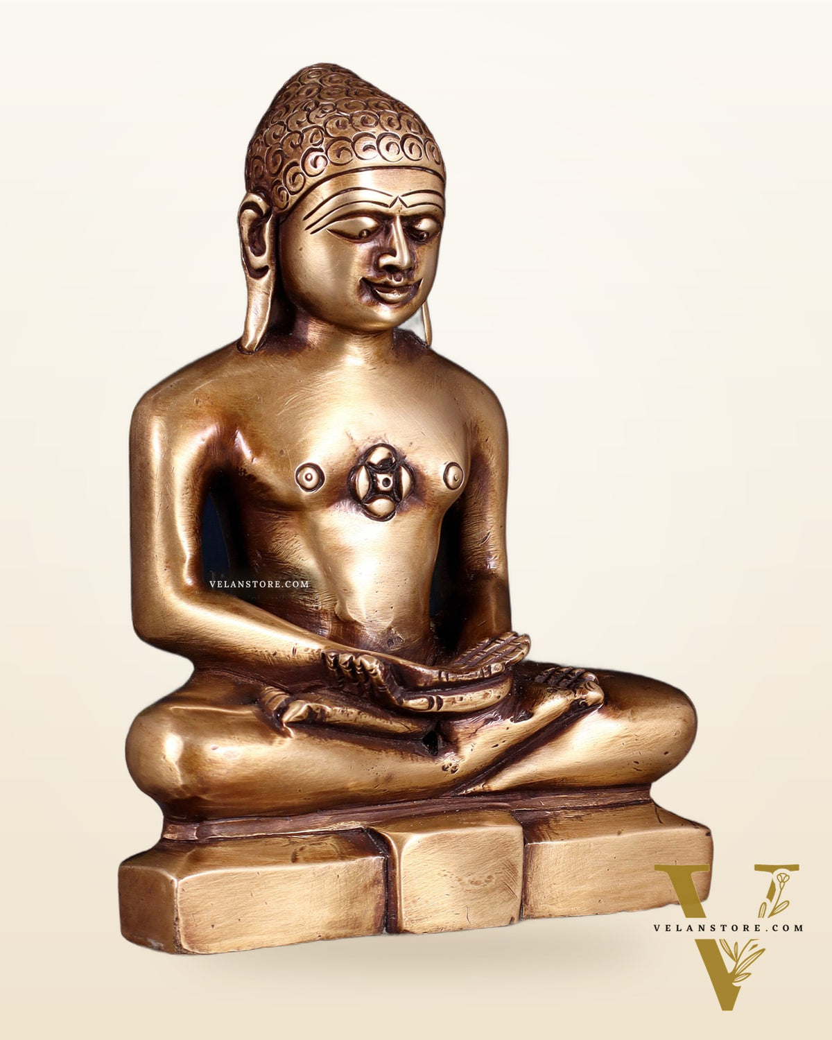 Pure Brass Solid Mahavir Swamy Jain God Idol 7"