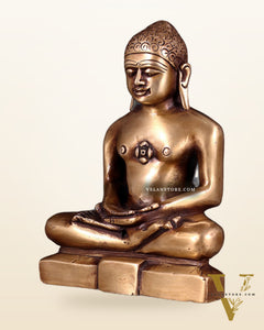 Pure Brass Solid Mahavir Swamy Jain God Idol 7"
