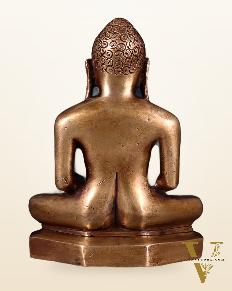 Pure Brass Solid Mahavir Swamy Jain God Idol 7"