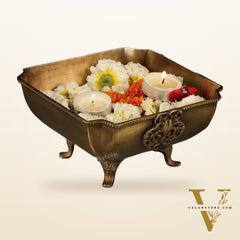Pure Brass Square Shape Urli Multipurpose Bowl - Elegant and Versatile Decor