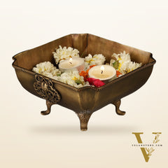 Pure Brass Square Shape Urli Multipurpose Bowl - Elegant and Versatile Decor