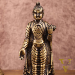 Pure Brass Standing Buddha Statue | 9 Inch Height | 1.5 Kg