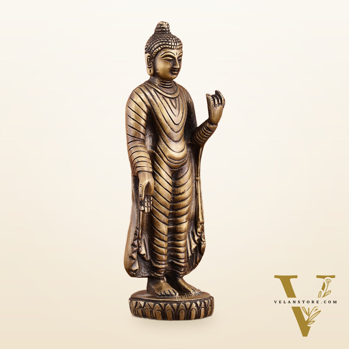 Pure Brass Standing Buddha Statue | 9 Inch Height | 1.5 Kg