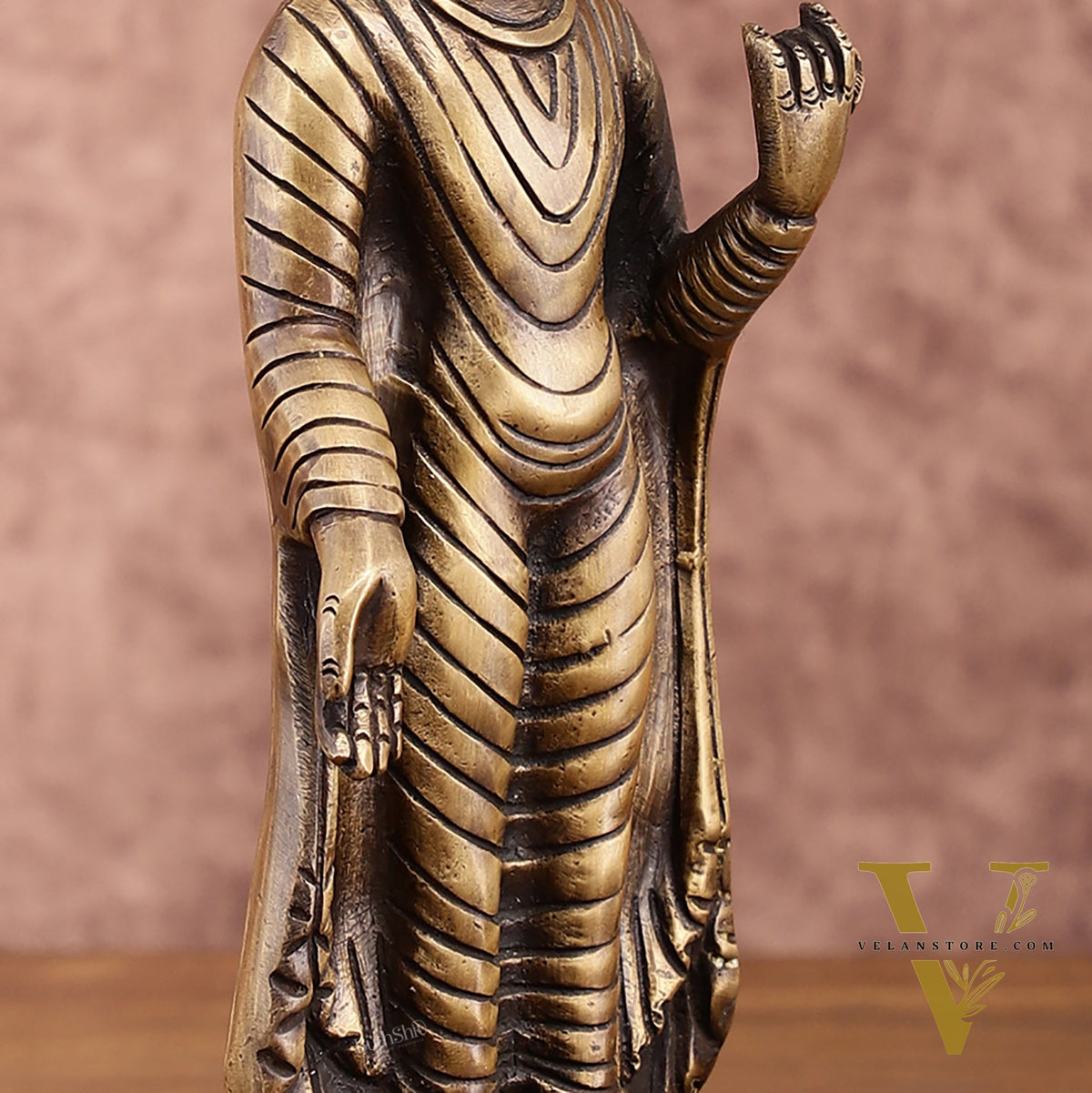 Pure Brass Standing Buddha Statue | 9 Inch Height | 1.5 Kg