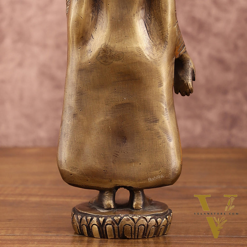 Pure Brass Standing Buddha Statue | 9 Inch Height | 1.5 Kg
